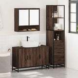 3 Piece Bathroom Furniture Set Brown Oak Engineered Wood 3301164