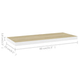 Floating Wall Shelves 4 pcs Oak and White 80x23.5x3.8 cm MDF 326581