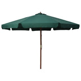 Garden Parasol with Wooden Pole 330 cm Green 47213