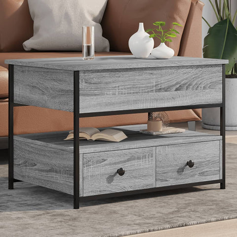 ZNTS Coffee Table Grey Sonoma 70x50x50 cm Engineered Wood and Metal 845384