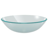 Bathroom Sink with Tap and Push Drain Frosted Tempered Glass 3098448