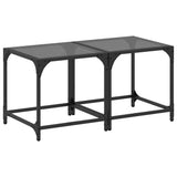 Coffee Tables with Black Glass Top 2 pcs 40x40x40 cm Steel 845961