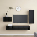 4 Piece TV Cabinet Set Black Engineered Wood 3078783
