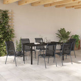 Garden Dining Set 7 pcs Black Powder-Coated Steel 3379139