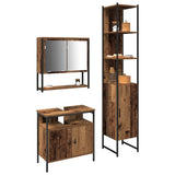 Bathroom Furniture Set with Door 3 pcs Old Wood Engineered Wood 3332575