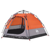 Camping Tent Cabin 4-Person Grey and Orange Quick Release 4005337