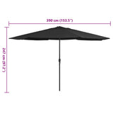 Garden Parasol Black Metal, Polyester Large Tiltable 47384