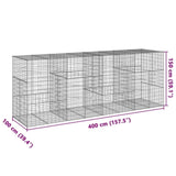 Gabion Basket with Cover 400x100x150 cm Galvanised Iron 3295216