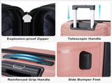 V-shaped stripes 3-in-1 PP trolley case 20in 24in 28in PP iron trolley fashionable color - rose gold 52903397