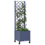 Garden Planter with Trellis&Wheels Blue Grey 40 x 40 x 146 cm 3422921