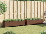 Garden Planters with Wheels 2 pcs Brown 107x32x38 cm Poly Rattan 3210526