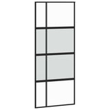 Sliding Door with Hardware Set Black 90x205 cm Tempered Glass 3375839