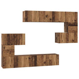 TV Cabinet Set Wall-mounted 8 pcs Old Wood Engineered Wood 3393216