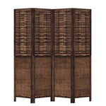 Room Divider 4 Panels Dark Brown Solid Wood Paulownia 358706