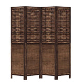Room Divider 4 Panels Dark Brown Solid Wood Paulownia 358706
