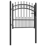 ZNTS Fence Gate with Spikes Steel 100x100 cm Black 146388