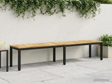 Garden Bench 161 x 35 x 45 cm Solid Acacia Wood White and Black 901750