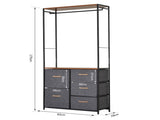 Chest of Drawers with Coat rack Steel Frame 5 Drawers Bedroom Hallway Home Furniture Black Brown T3398P343295