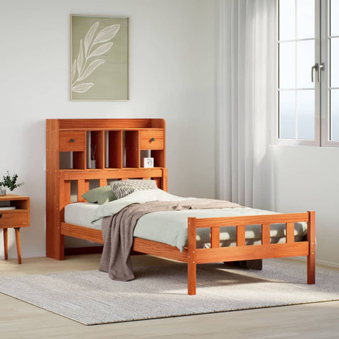 Bookcase Bed without Mattress Wax Brown 75x190 cm Small Single Solid Wood Pine 3322182