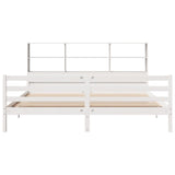 Bookcase Bed without Mattress White 180x200 cm Super King Solid Wood Pine 3322244
