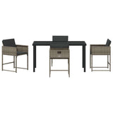 Garden Dining Set with Cushion 5 pcs Grey Poly Rattan 3380013