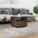 Coffee Table with LED Lights Brown Oak 50x49x40 cm 839832
