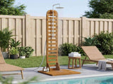 Outdoor Shower 225 cm Solid Acacia Wood and Stainless Steel 903108