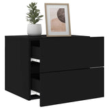 Wall-mounted Bedside Cabinet Set of 2 Black Engineered wood 836815