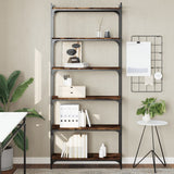 Bookcase 6-Tier Smoked Oak 80x30x188 cm Engineered Wood 837684