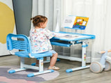 Kids Study Desk and Chair Set w/ Adjustable Height, Storage, Drawer, Blue T3398P347706