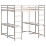 Loft Bed with Desk and Ladder White 140x200 cm Solid Wood Pine 3284237