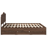 Bed Frame with Drawer Brown Oak 200 x 200 cm Engineer Wood 3413386