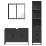 ZNTS 3 Piece Bathroom Furniture Set Black Engineered Wood 3301130