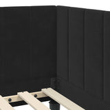 Corner Bed Frame with Headboard Black 80 x 200 cm Velvet 42016333