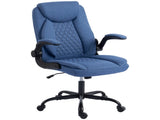 Linen-Look Computer Desk Chair, Executive Office Chair with Flip-Up Armrests and Thick Cushion, Blue T3398P550278