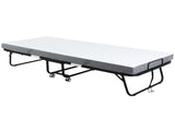 Folding Bed with 10cm Mattress, Portable Foldable Guest Bed with Sturdy Metal Frame on Wheels T3398P343012