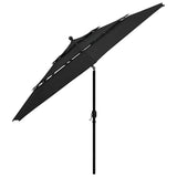 3-Tier Garden Parasol with Aluminium Pole Black 3.5 m 313882