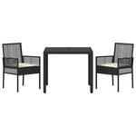Garden Dining Set 3 pcs Black Poly rattan 3334855
