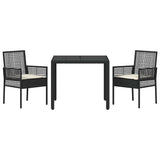 Garden Dining Set 3 pcs Black Poly rattan 3334855
