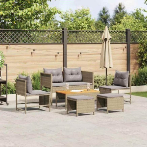 Garden Sofa Set 6 pcs Beige and light grey Poly Rattan 4104704