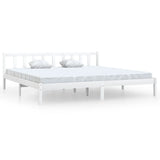 Bed Frame without Mattress White Solid Wood Super King Size 810098