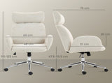 Office Chair with Adjustable Headrest, Spring Pack, Curved Line, Boucle Fabric - Pale Grey T3398P424987