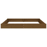Sandbox with Seats Honey Brown Square Solid Wood Pine 825047