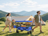 Folding Trolley Cart Storage Wagon Beach Trailer 4 Wheels with Handle Overhead Canopy Cart Push Pull T3398P377649