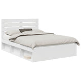 Bed Frame with Headboard White 150 x 200 cm Solid Pine Wood 3411399