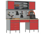 Work Cabinet with Drawer 8 pcs Red Engineered Wood and Steel 3321467