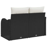Garden Sofa with Cushion Black 121 x 62 x 69cm Poly Rattan 42006722