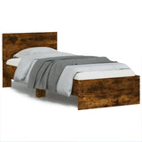 Bed Frame without Mattress with LED Lights Smoked Oak 90x190 cm Single 838838