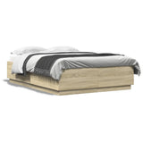 Bed Frame with LED without Mattress Sonoma Oak 120x200 cm 3209620