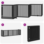Dog Gate with Door Foldable 6 Panels Black 480 cm Poplar Wood 3155685